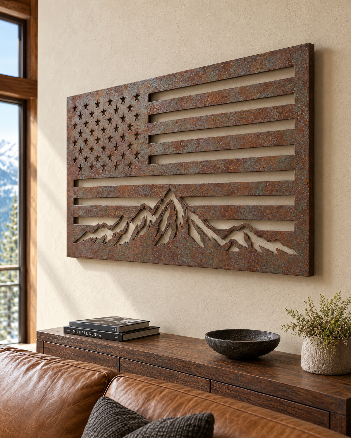 The Standard steel wall art from the side, showing the 1.25 inch standoff and shadow gap