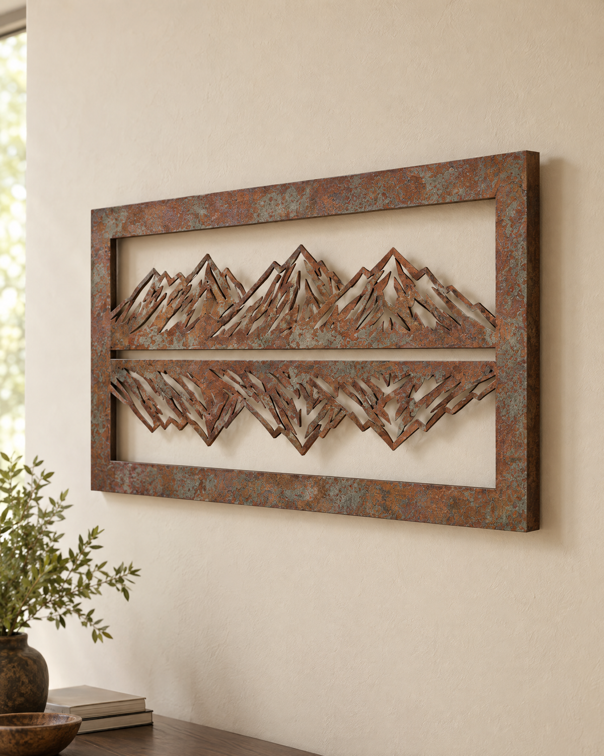 Redfish steel wall art from the side, showing the 1.25 inch standoff and shadow gap