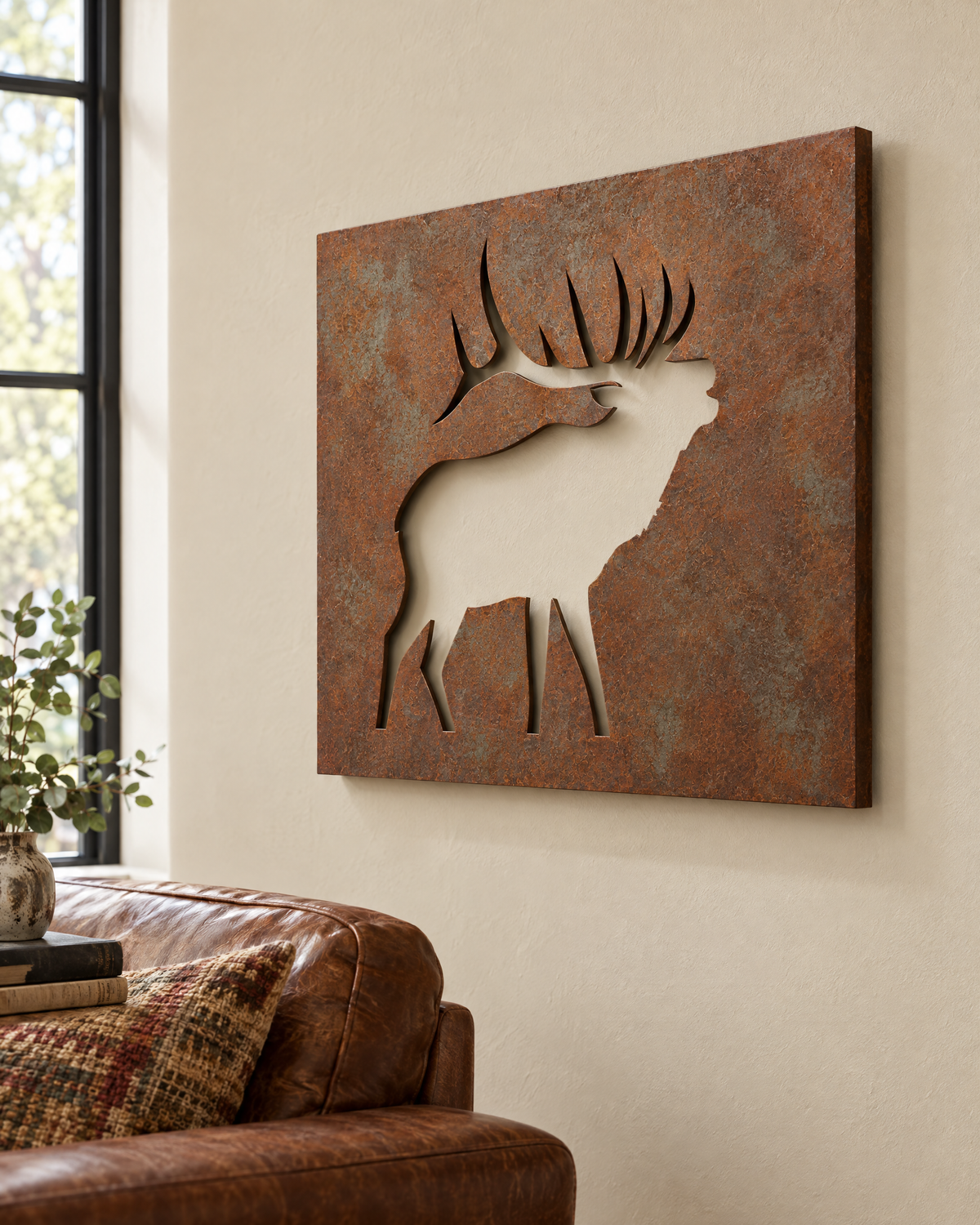 Monarch steel wall art from the side, showing the 1.25 inch standoff and shadow gap