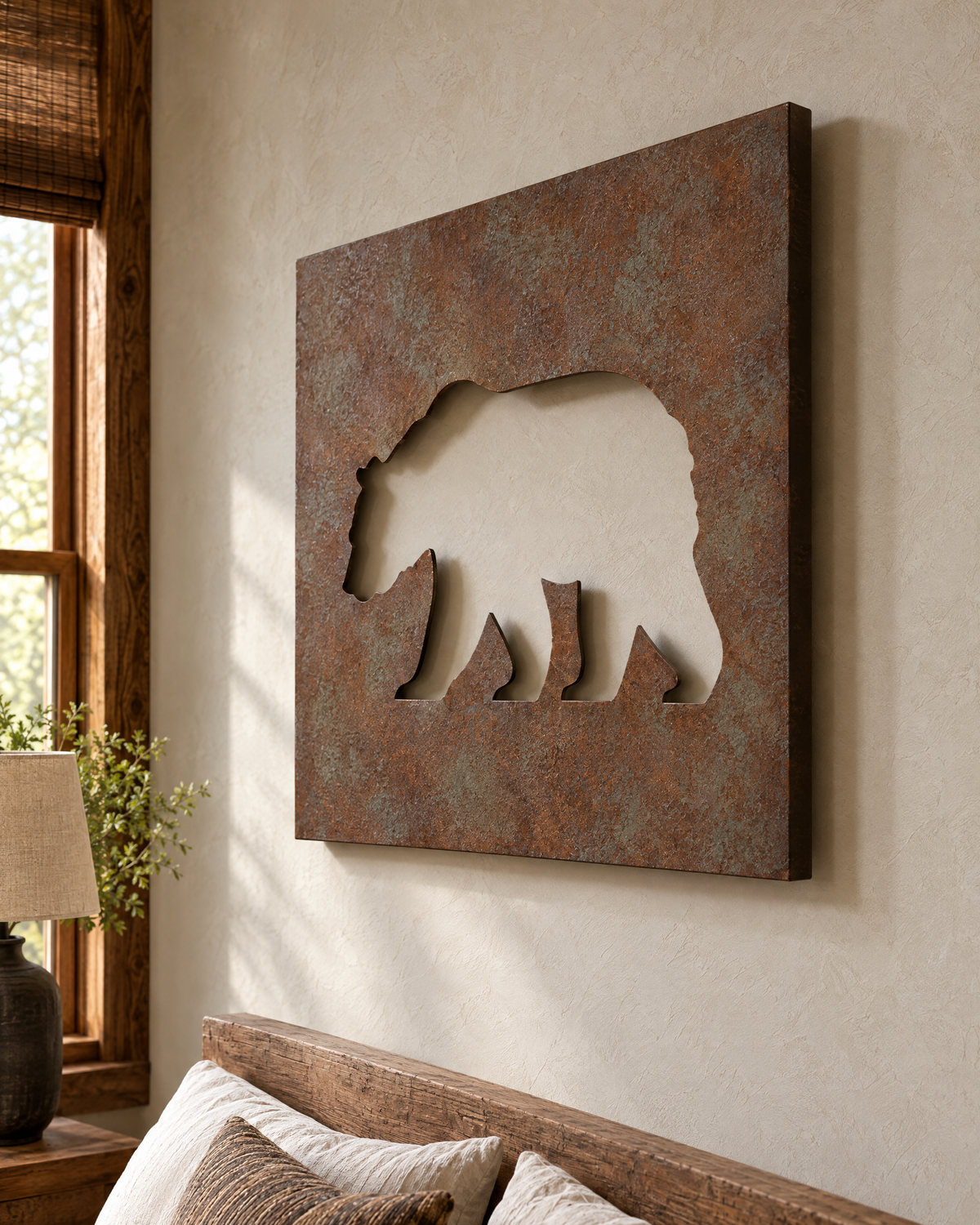 Sentinel steel wall art from the side, showing the 1.25 inch standoff and shadow gap
